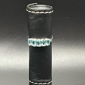 Blue Topaz Five-Stone Sterling Ring - Blue Gemstone Ring